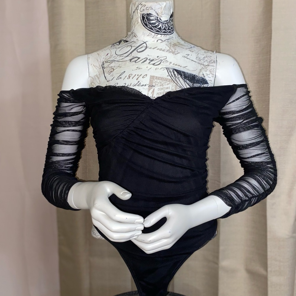 Elegant Black Off-Shoulder Bodysuit